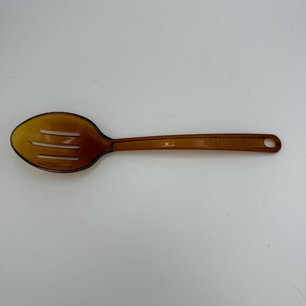 Ekco Ultra-Temp Amber Slotted Spoon Vintage Brown Plastic Kitchen Utensil 2115-2